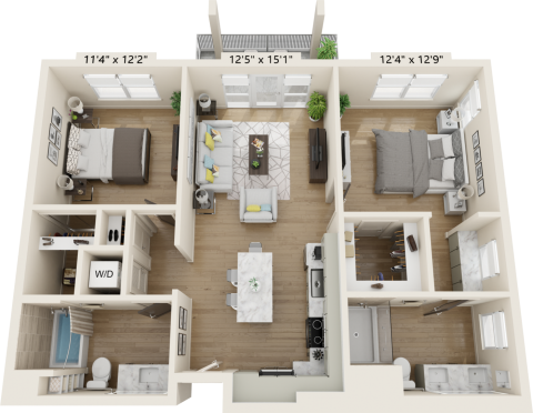 B2A Floorplan is 2 bed and 2 bath